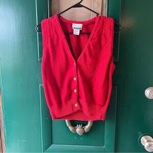 Lauren rodgers Elegant Red V-Neck Sweater Vest